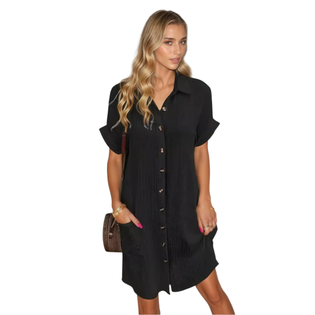 Kvinnors Klänning med Korta Ärmar Avslappnad Stil 0