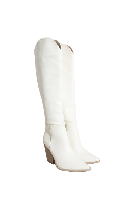 Kvinnors Knähöga Cowboystövlar Vit 0