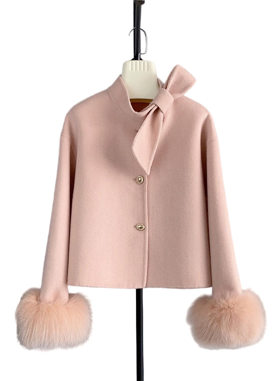 Kvinnors Kort Kappa med Rävhårmanschett 1