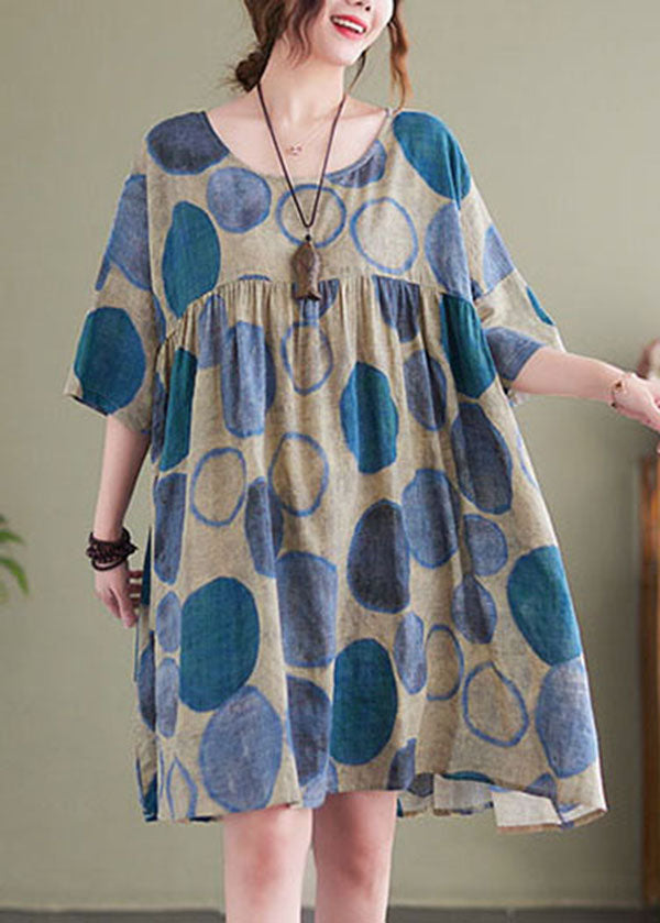 Kvinnors Kortärmad Semesterklänning i Blått 2