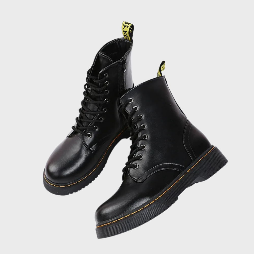 Kvinnors Laced Combat Boots med Sidodragkedja 2