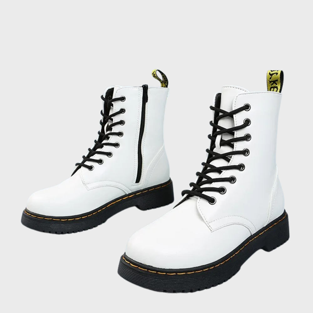Kvinnors Laced Combat Boots med Sidodragkedja 9