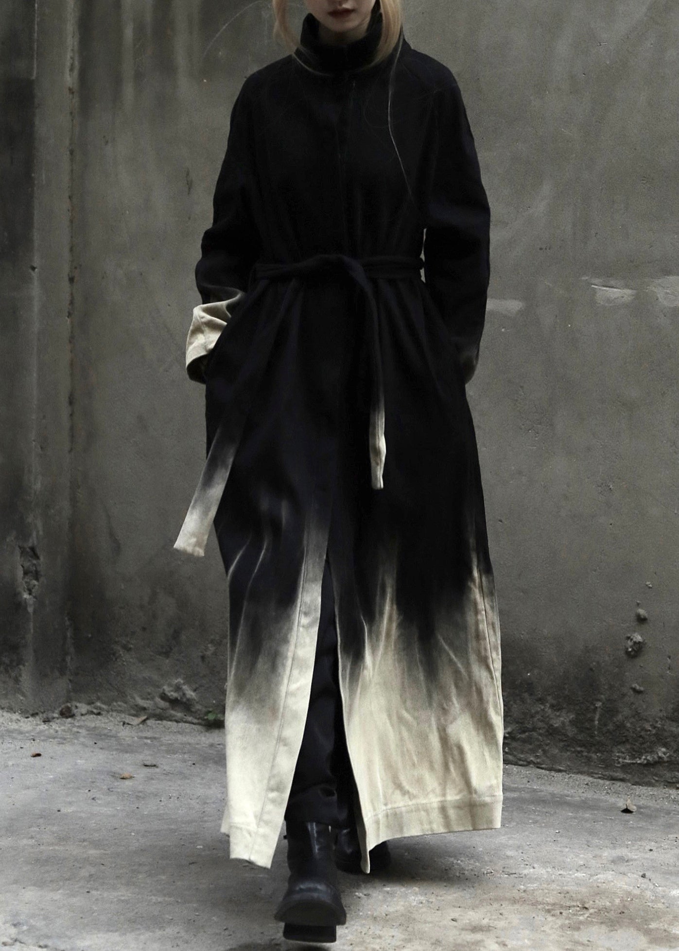 Kvinnors Lång Denim Rock Gradient Färg med Fickor 1