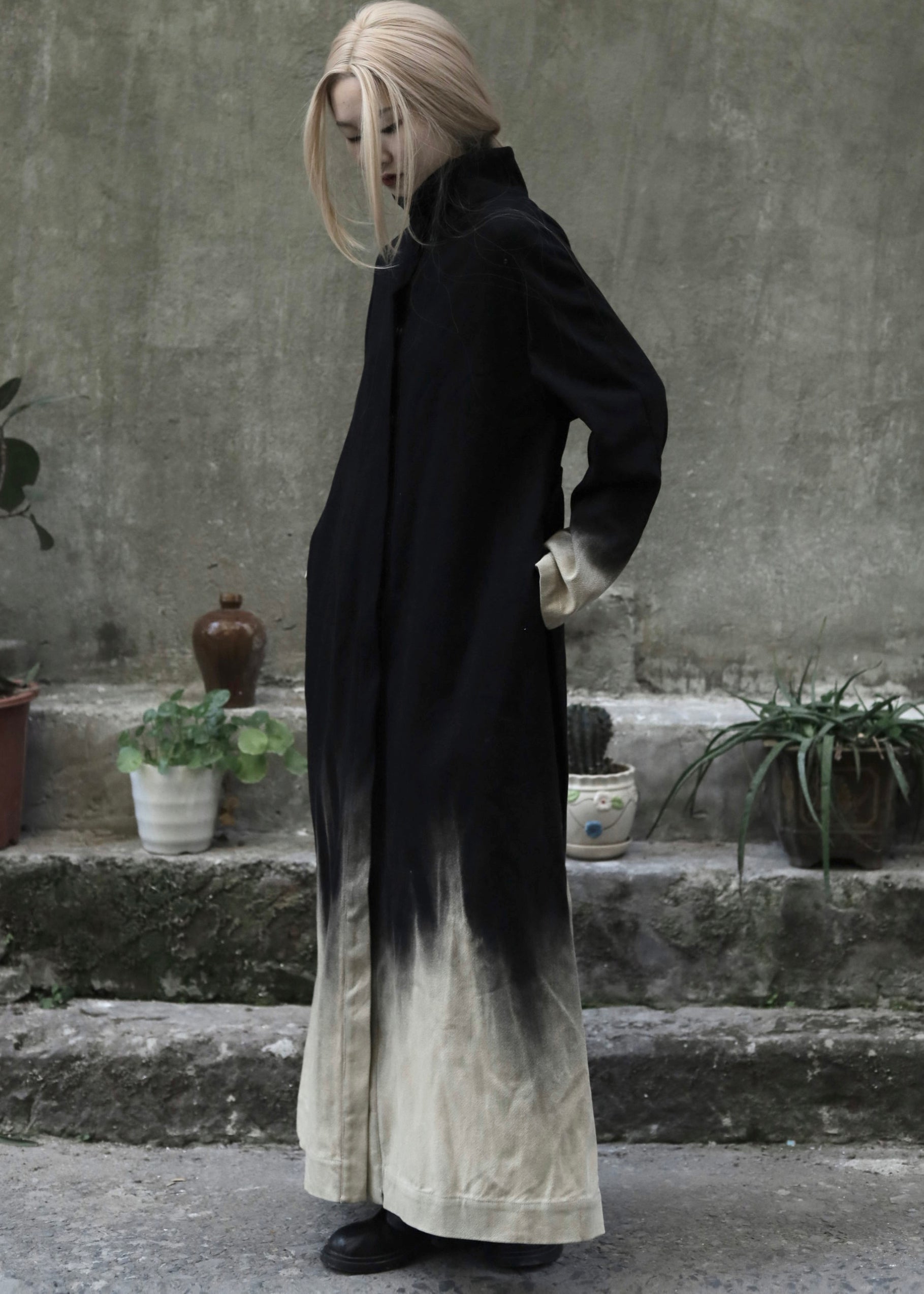 Kvinnors Lång Denim Rock Gradient Färg med Fickor 3