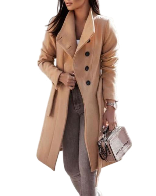 Kvinnors Lång Kappa Med Skräddarsydd Passform Och Dubbelknäppning 0