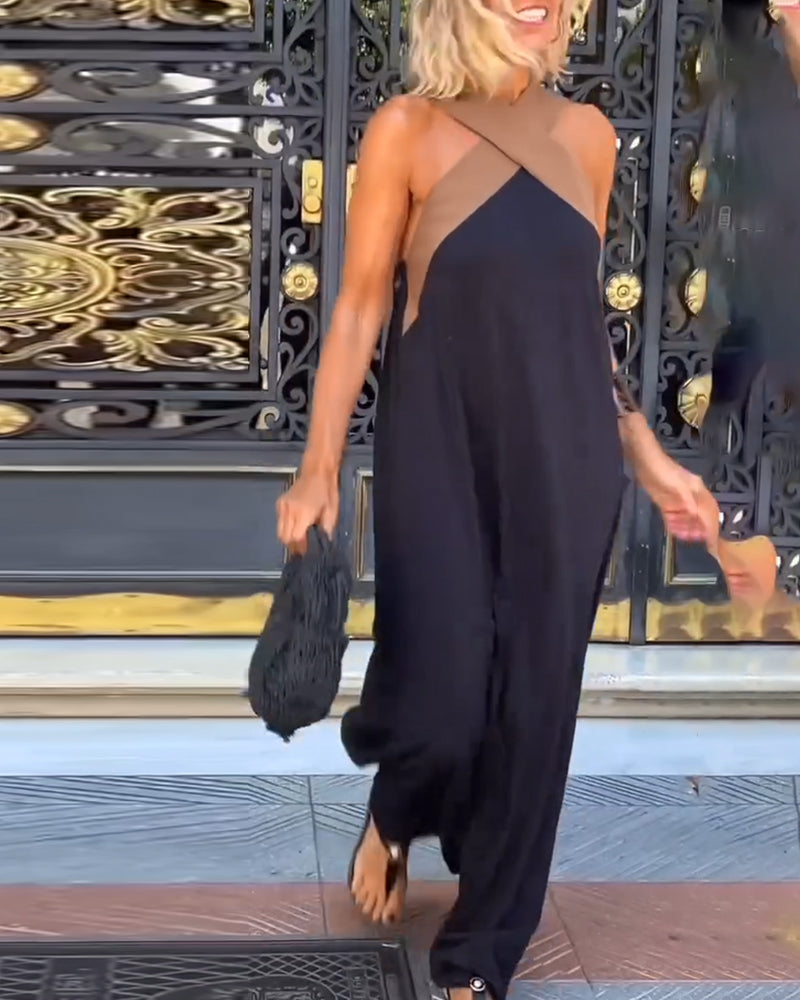 Kvinnors Lång Klänning Med Crossover Halsringning 5