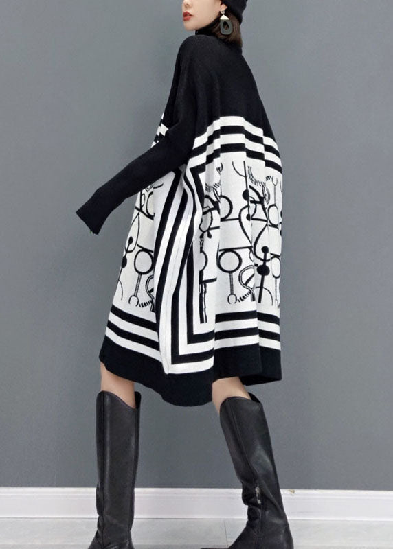 Kvinnors Lång Klänning med Hög Krage och Tryck 4