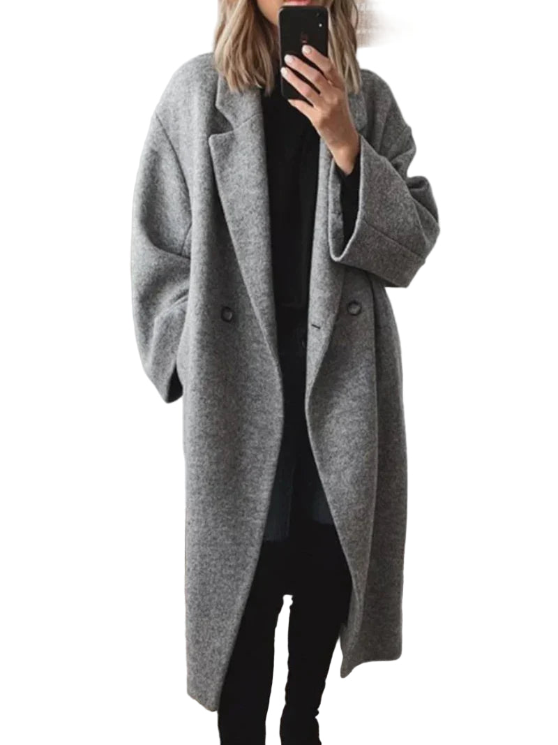 Kvinnors Lång Vinterjacka Klassisk Stil 0