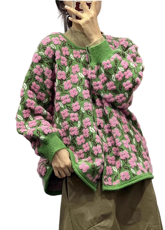 Kvinnors Långärmad Kappa Blommigt Mönster Patchwork 0