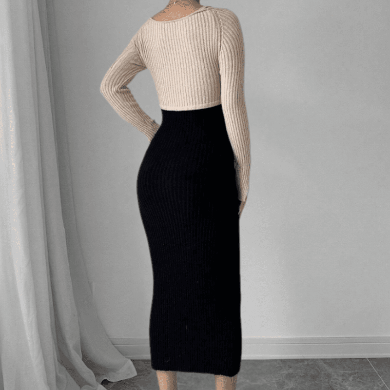 Kvinnors Långärmad Klänning Justerad Polyester 2