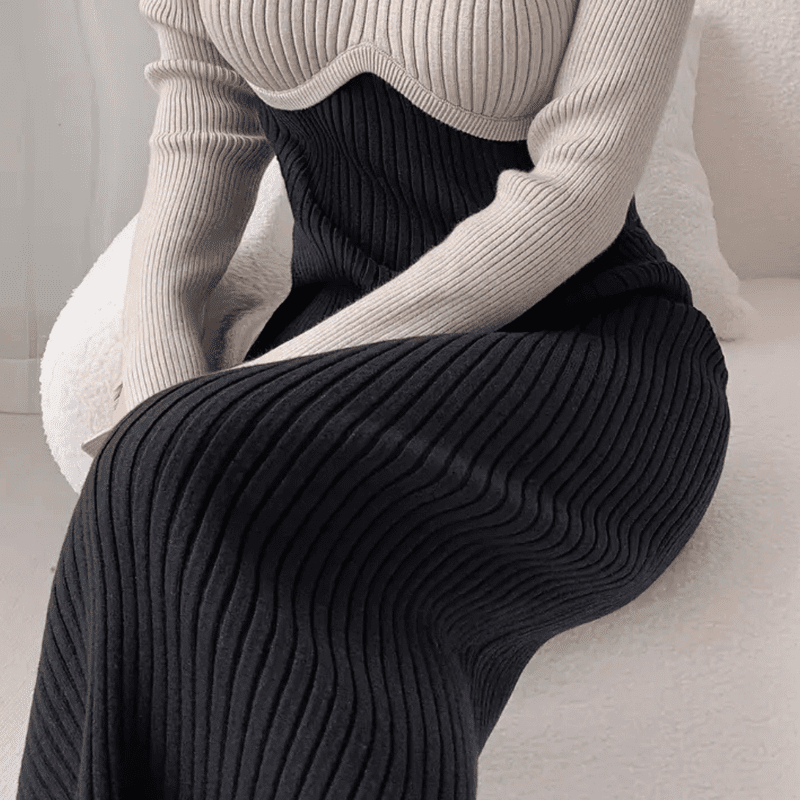 Kvinnors Långärmad Klänning Justerad Polyester 3