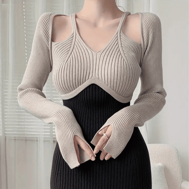 Kvinnors Långärmad Klänning Justerad Polyester 4