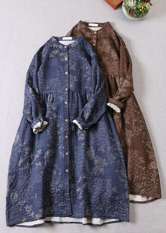 Kvinnors Långärmad Klänning med Fickor och Hösttryck 0