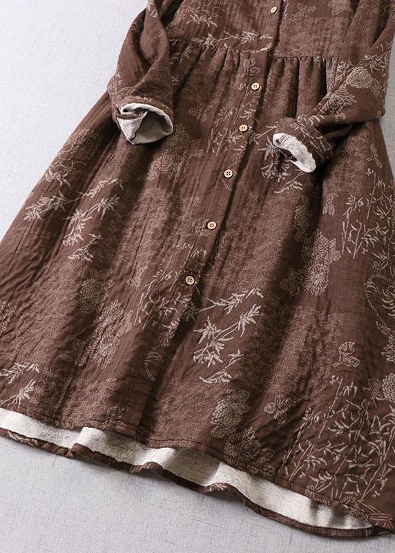 Kvinnors Långärmad Klänning med Fickor och Hösttryck 2