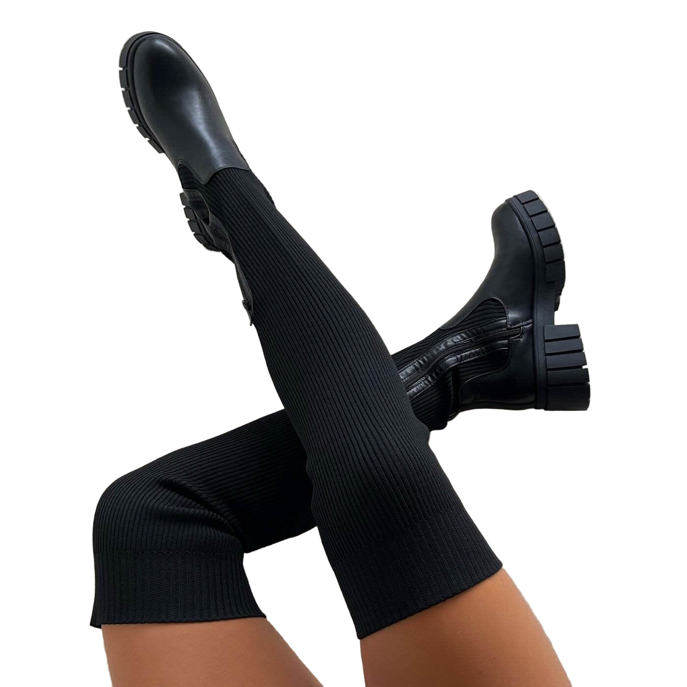 Kvinnors Lårhöga Stövlar Trendig Design 0