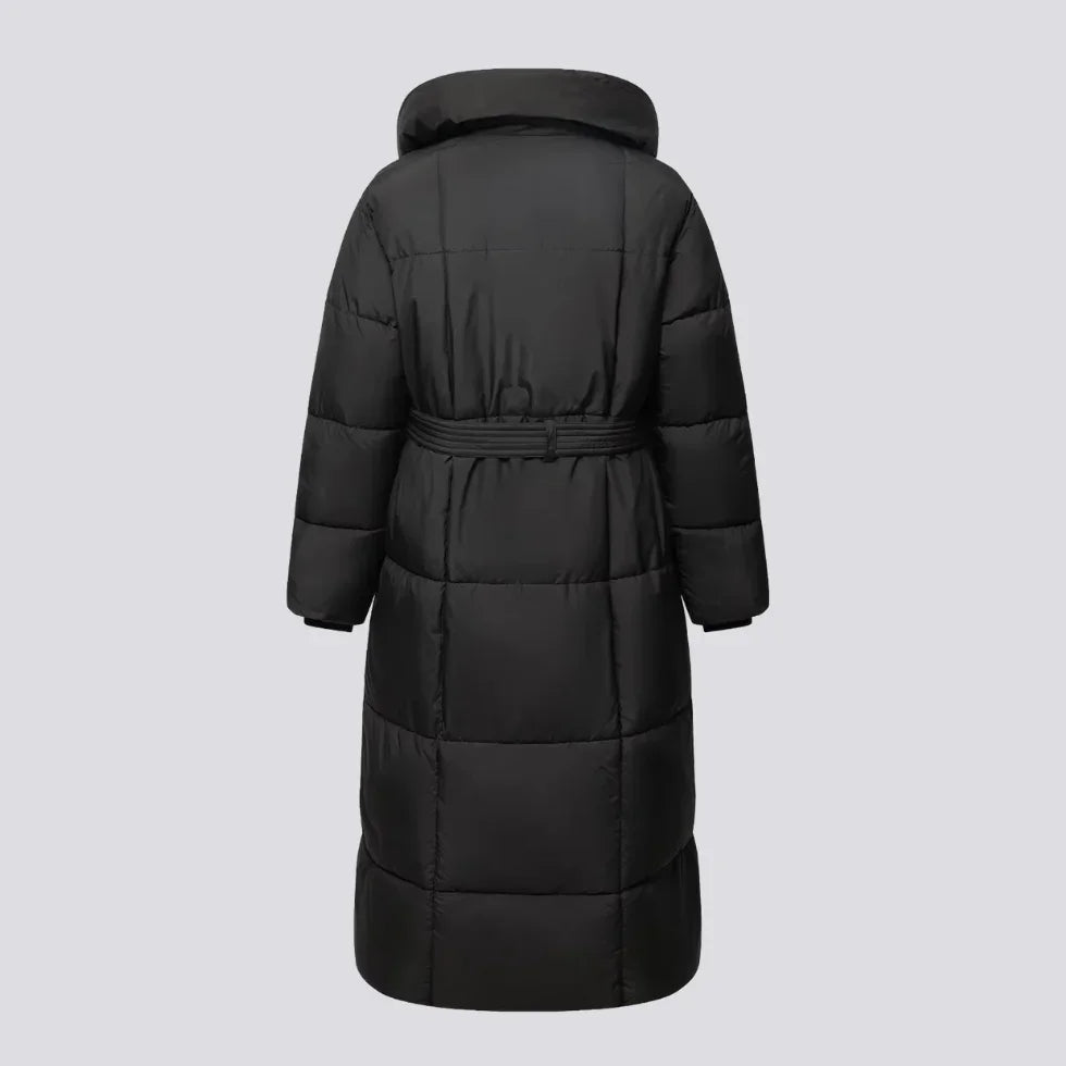 Kvinnors Longline Vinterjacka med Bälte 3