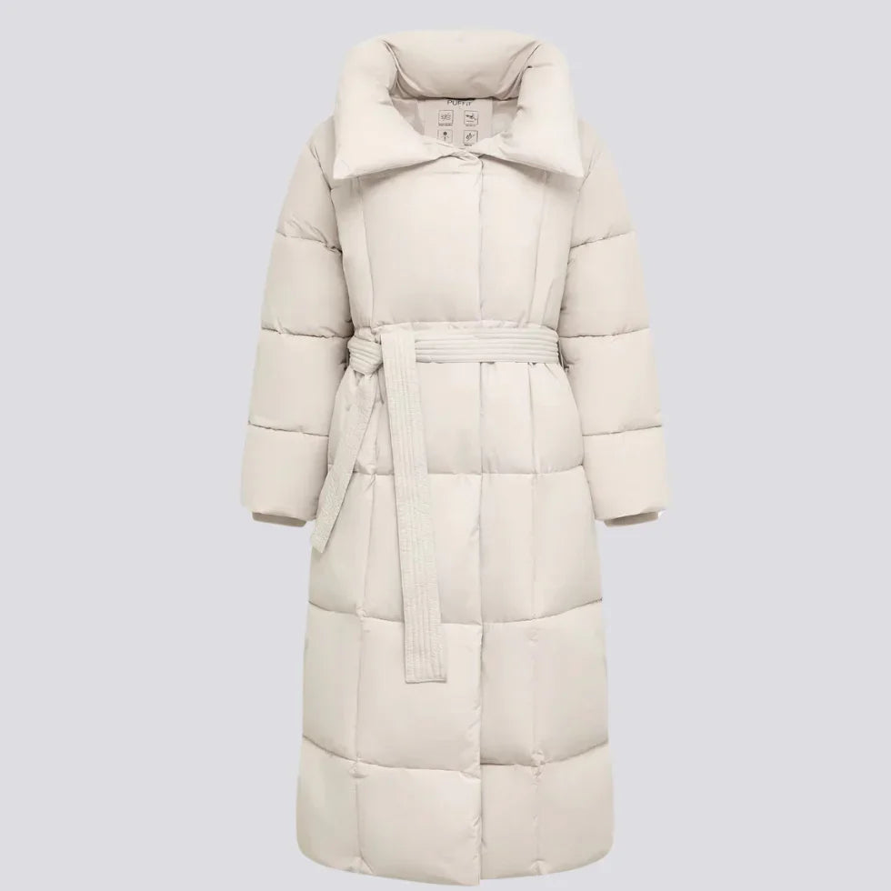 Kvinnors Longline Vinterjacka med Bälte 4