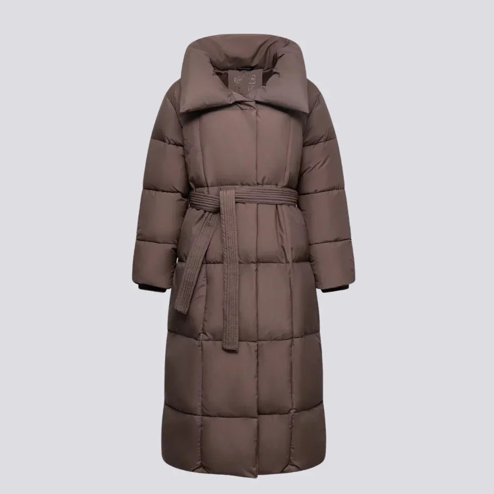 Kvinnors Longline Vinterjacka med Bälte 5