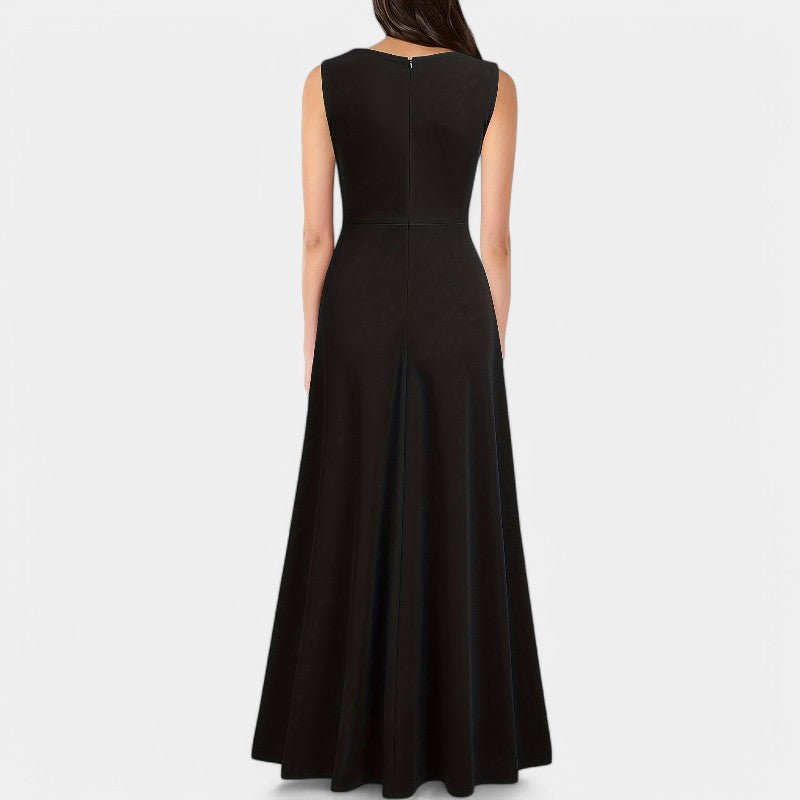 Kvinnors Maxi Klänning A-Linjeformad Polyester V-Ringad 8