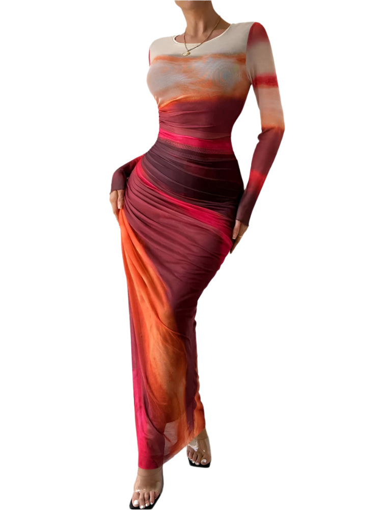 Kvinnors Maxi Klänning Flödande Färger 0