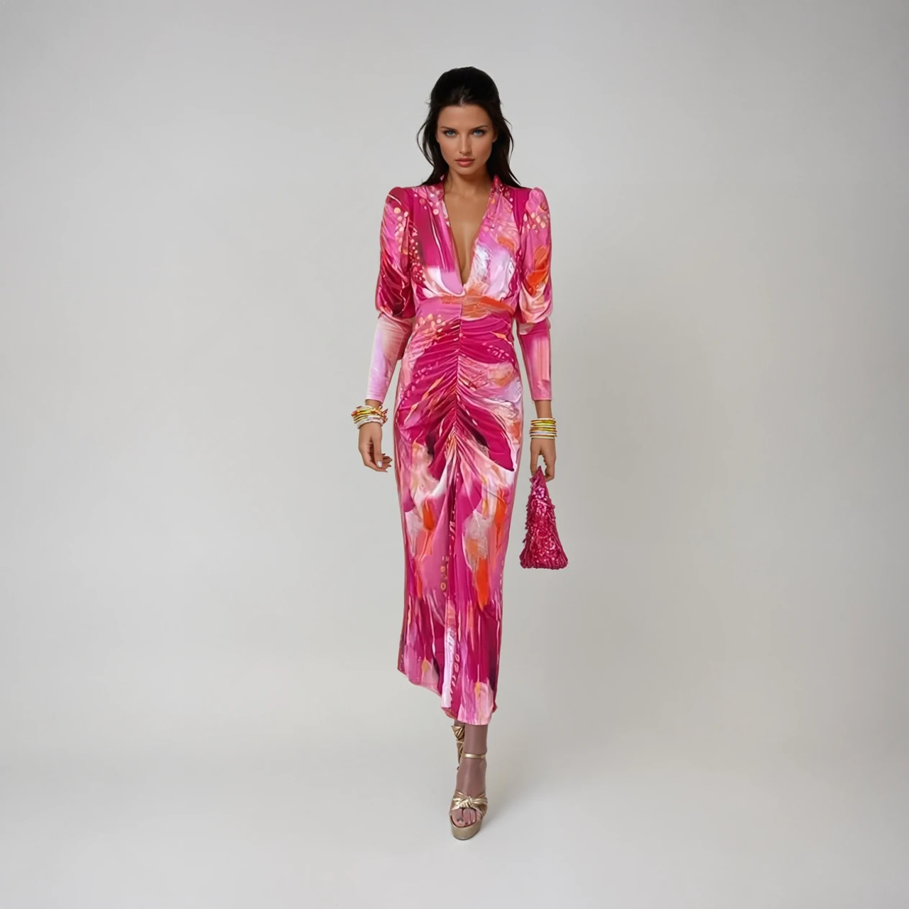 Kvinnors Maxi Klänning Flödande Mjukt Tyg Elegant 3