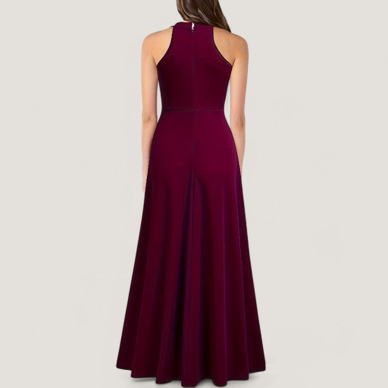 Kvinnors Maxi Klänning Halterneck Flödande Polyester 4