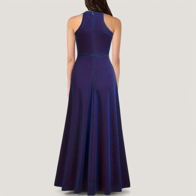 Kvinnors Maxi Klänning Halterneck Flödande Polyester 5