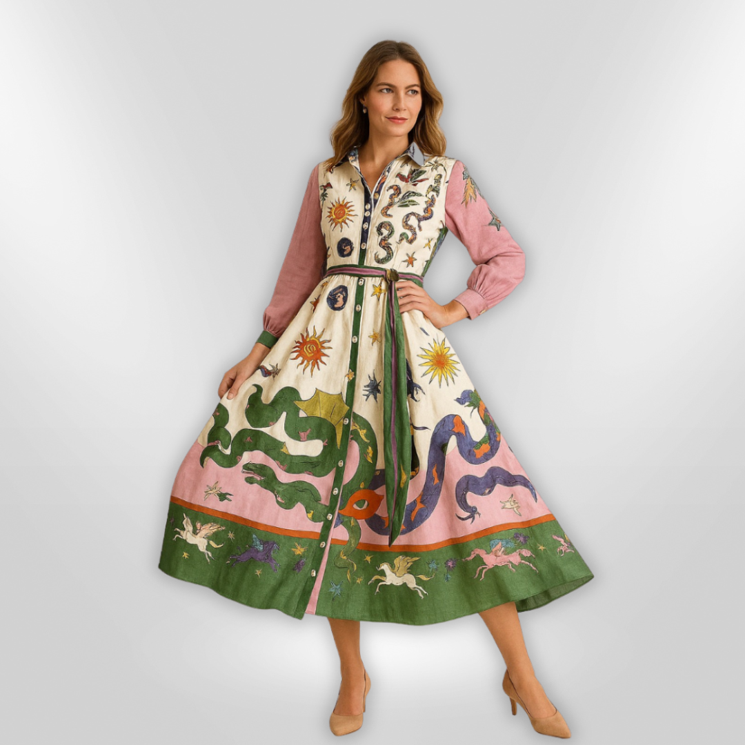 Kvinnors Maxi Klänning Med Voluminösa Ärmar 1