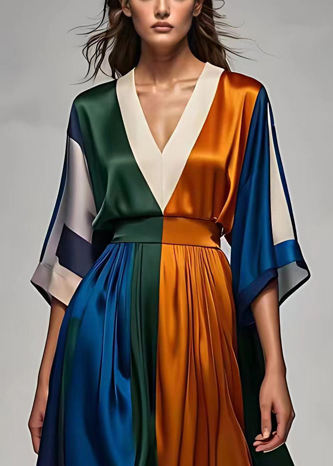 Kvinnors Maxi Klänning med V-hals och Hög Midja 1