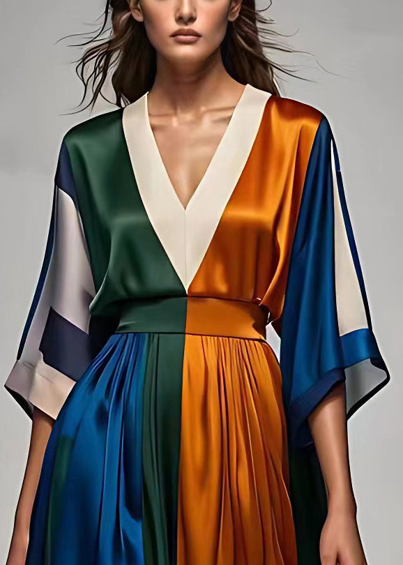 Kvinnors Maxi Klänning med V-hals och Hög Midja 3