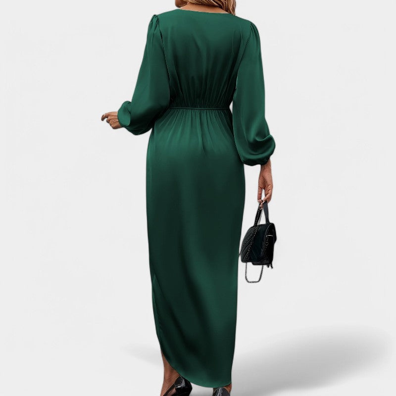 Kvinnors Maxiklänning Långärmad Polyester Hög Slits 2