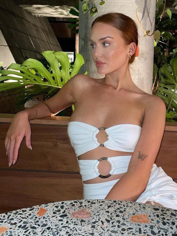 Kvinnors Maxiklänning med En Axelslinga och Hög Slits 6