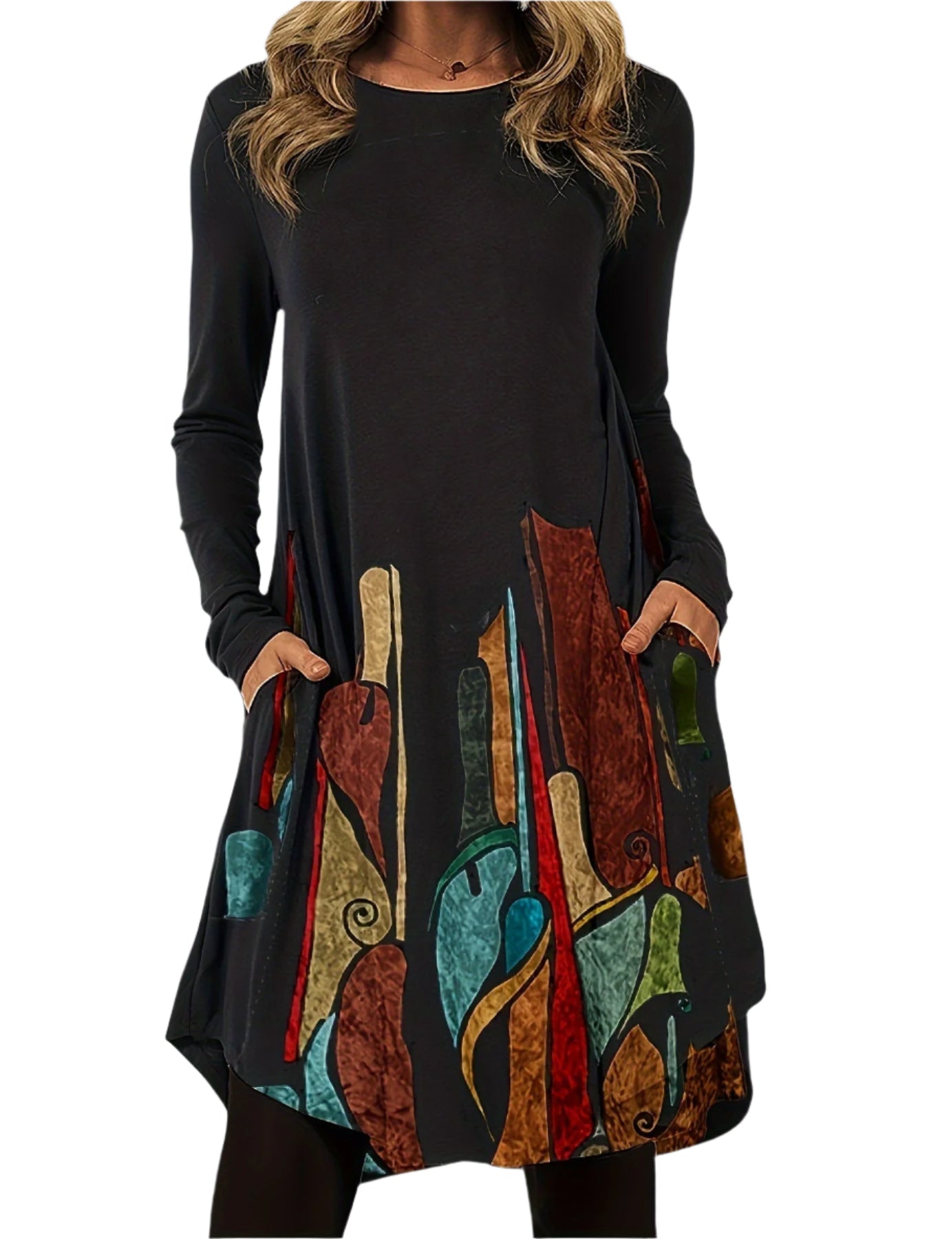 Kvinnors Midi Klänning Flödande Design 0