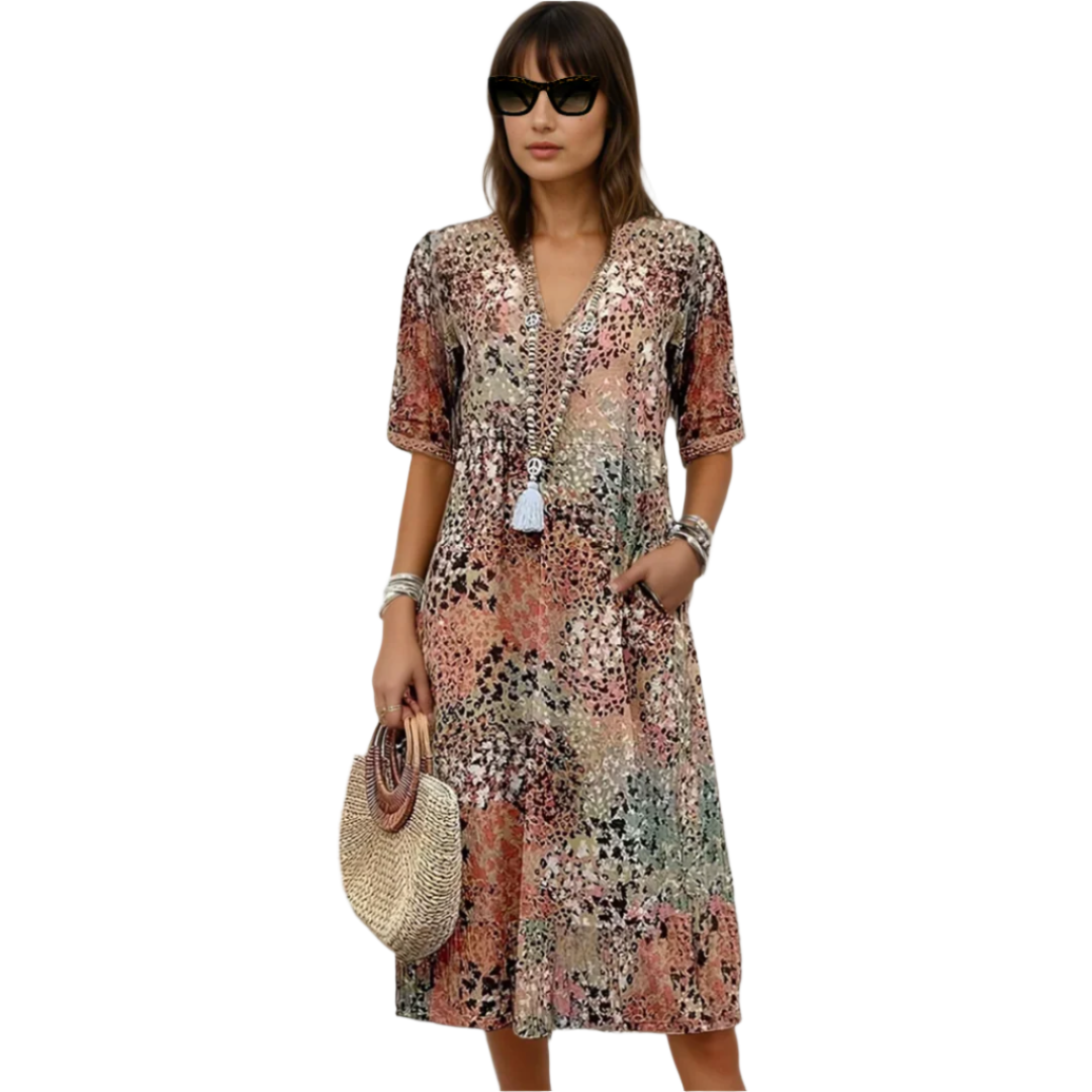 Kvinnors Midiklänning Flödande Boho-Stil 0