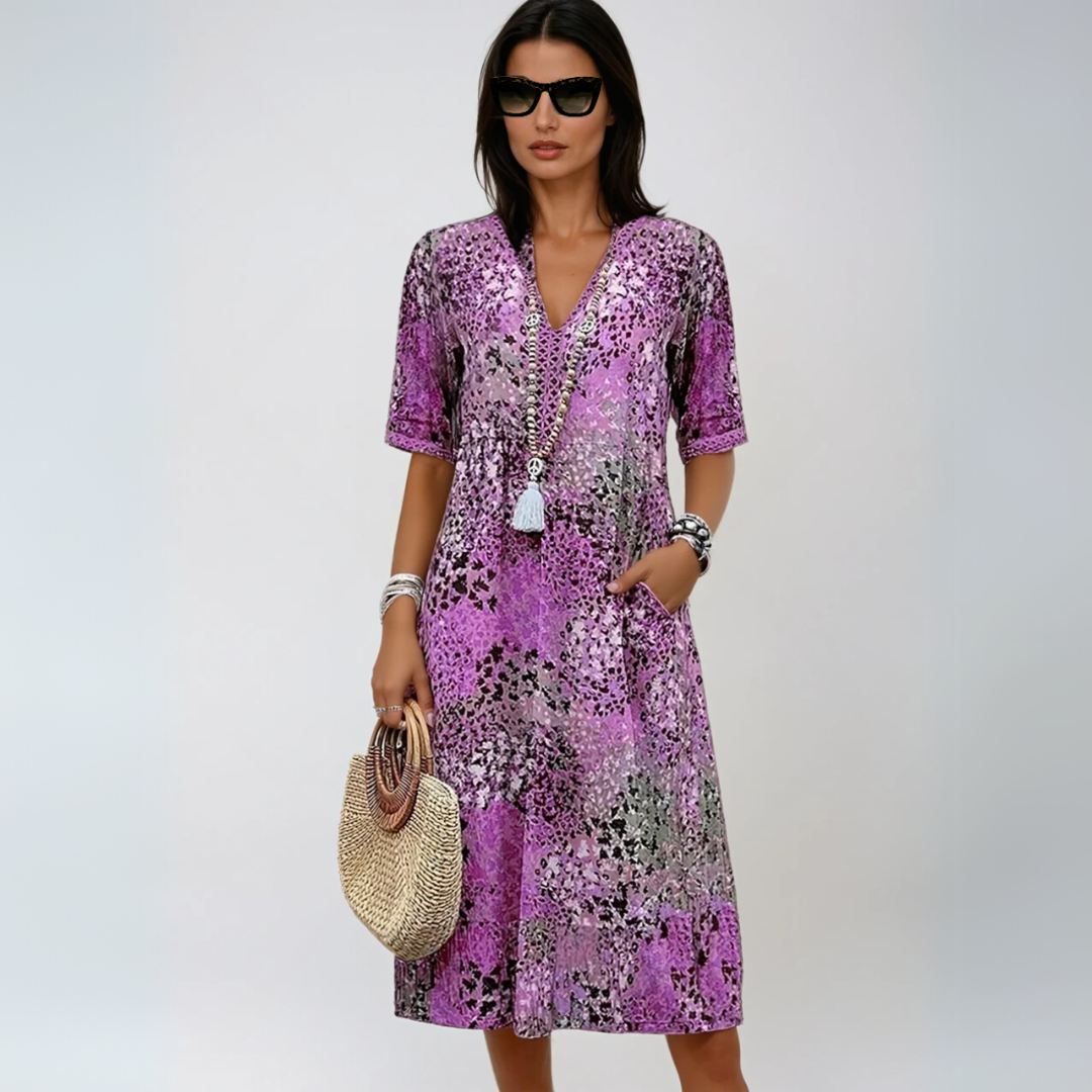 Kvinnors Midiklänning Flödande Boho-Stil 1