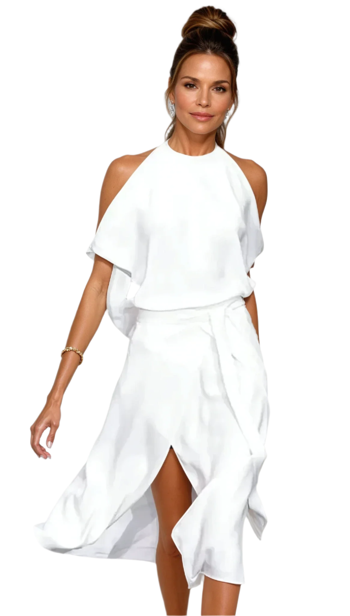 Kvinnors Midiklänning med Asymmetrisk Design och Nakna Axlar 0