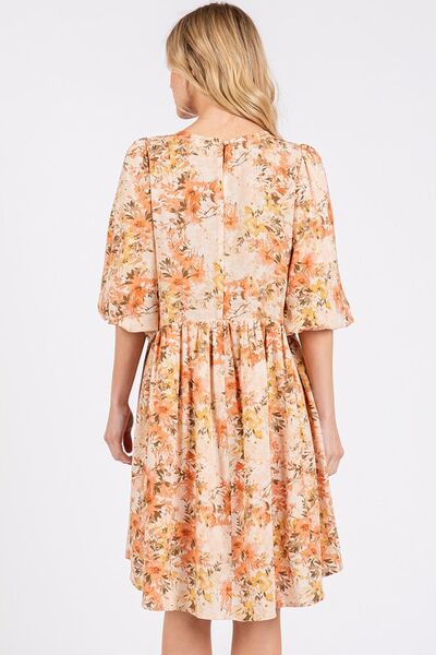 Kvinnors Mini Klänning Blommönster Linneblandning 2