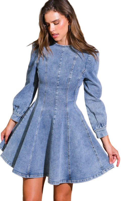 Kvinnors Mini Klänning Skater Denim 0