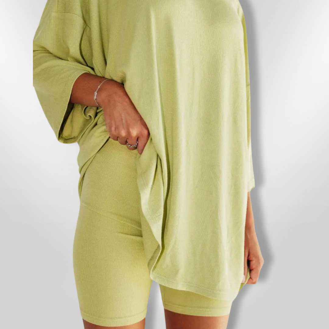 Kvinnors Oversized Topp och Avslappnade Shorts Mjuk Lätt Tyg 5