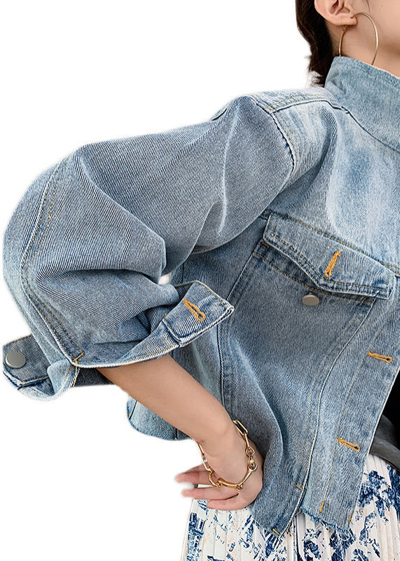 Kvinnors Patchwork Denimrock med Knappfickor 4