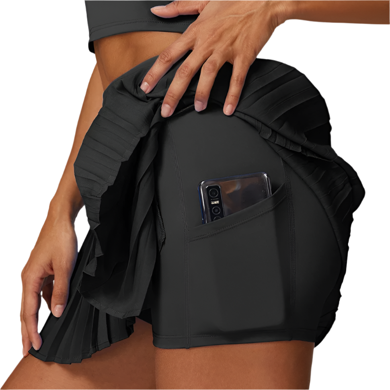 Kvinnors Plisserad Kjol Med Inbyggda Shorts Polyester Elastan 0