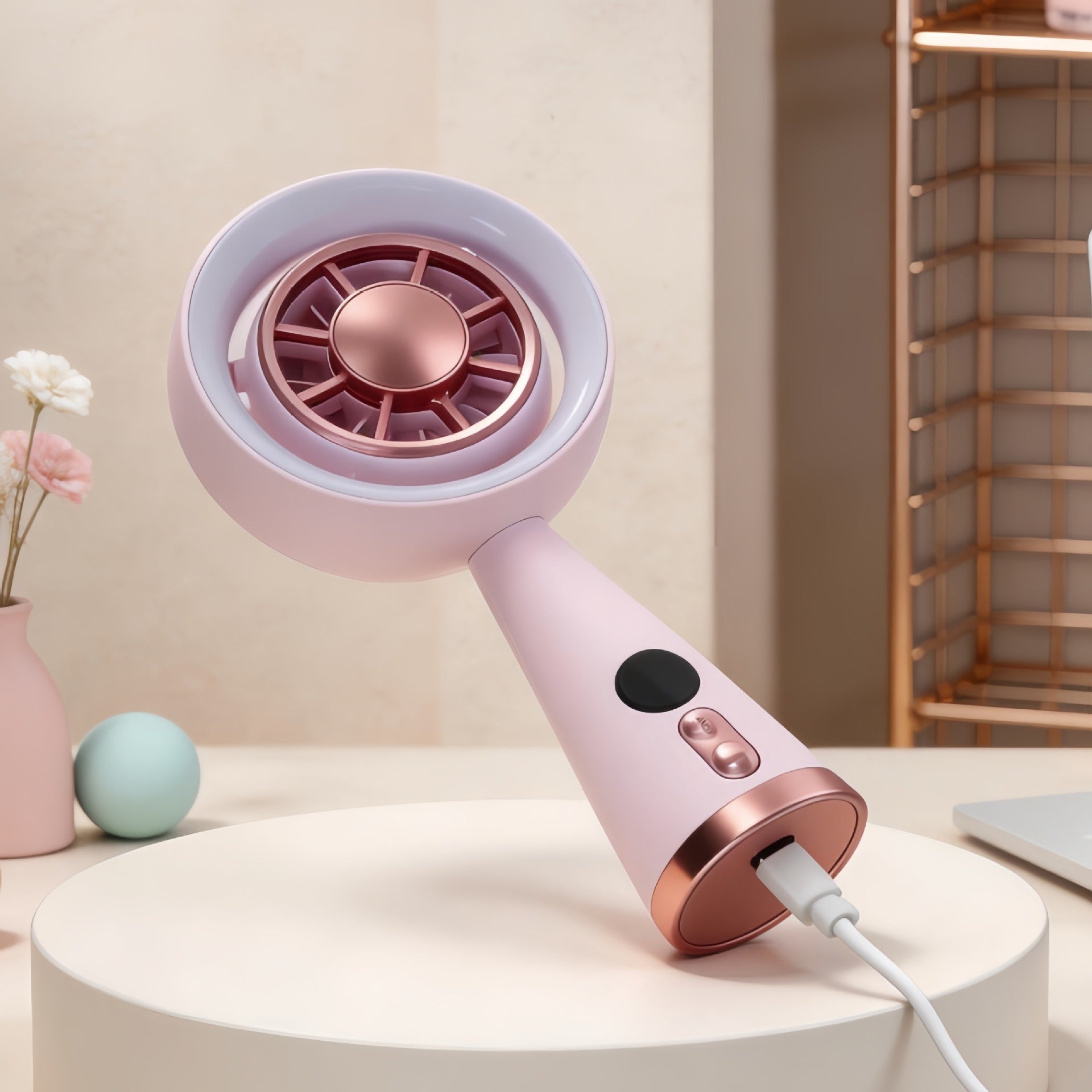 Kvinnors Portabel Minifläkt med LED-belysning och Digital Hastighetskontroll 2