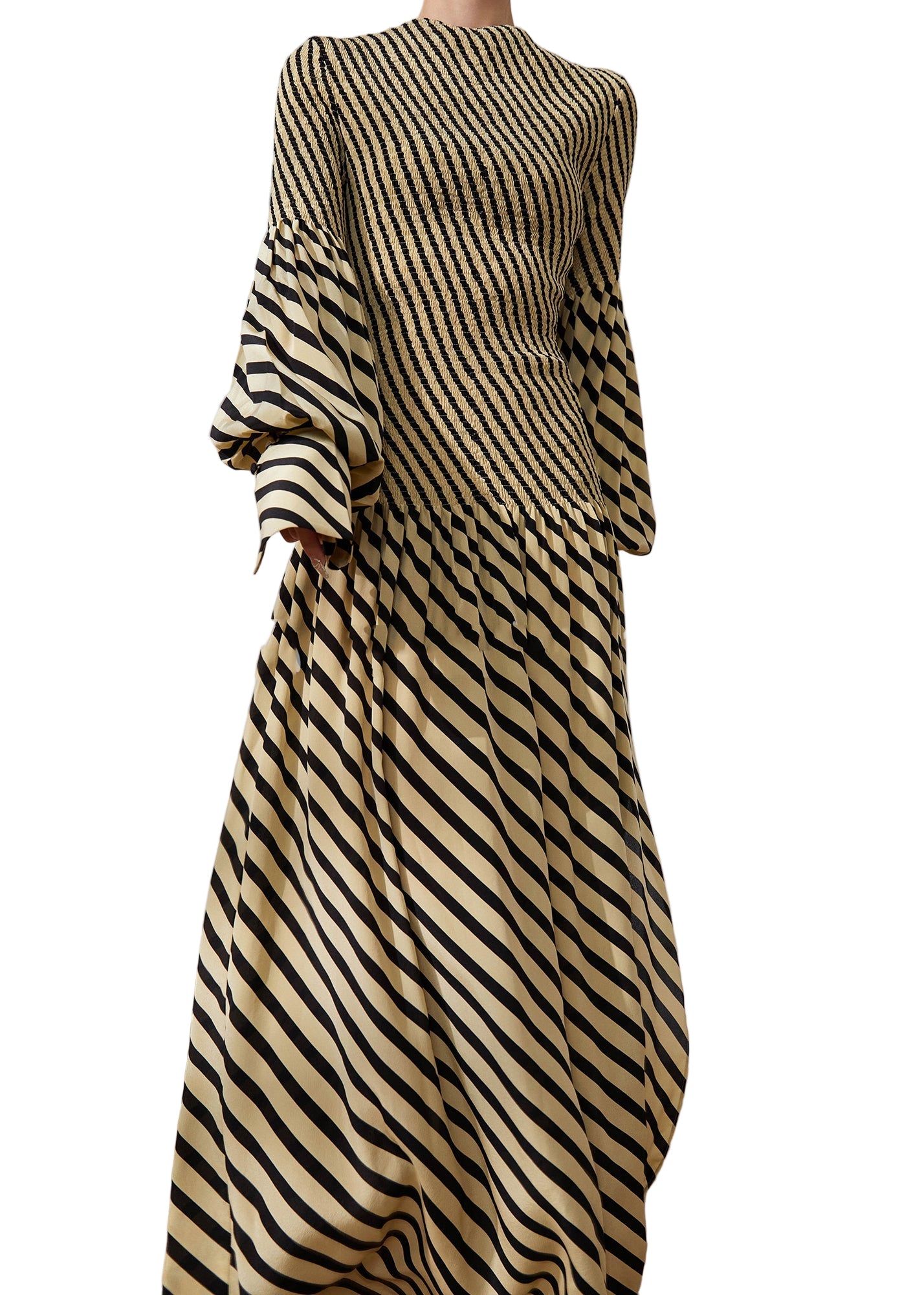 Kvinnors Randig O-Hals Klänning med Lös Passform 1