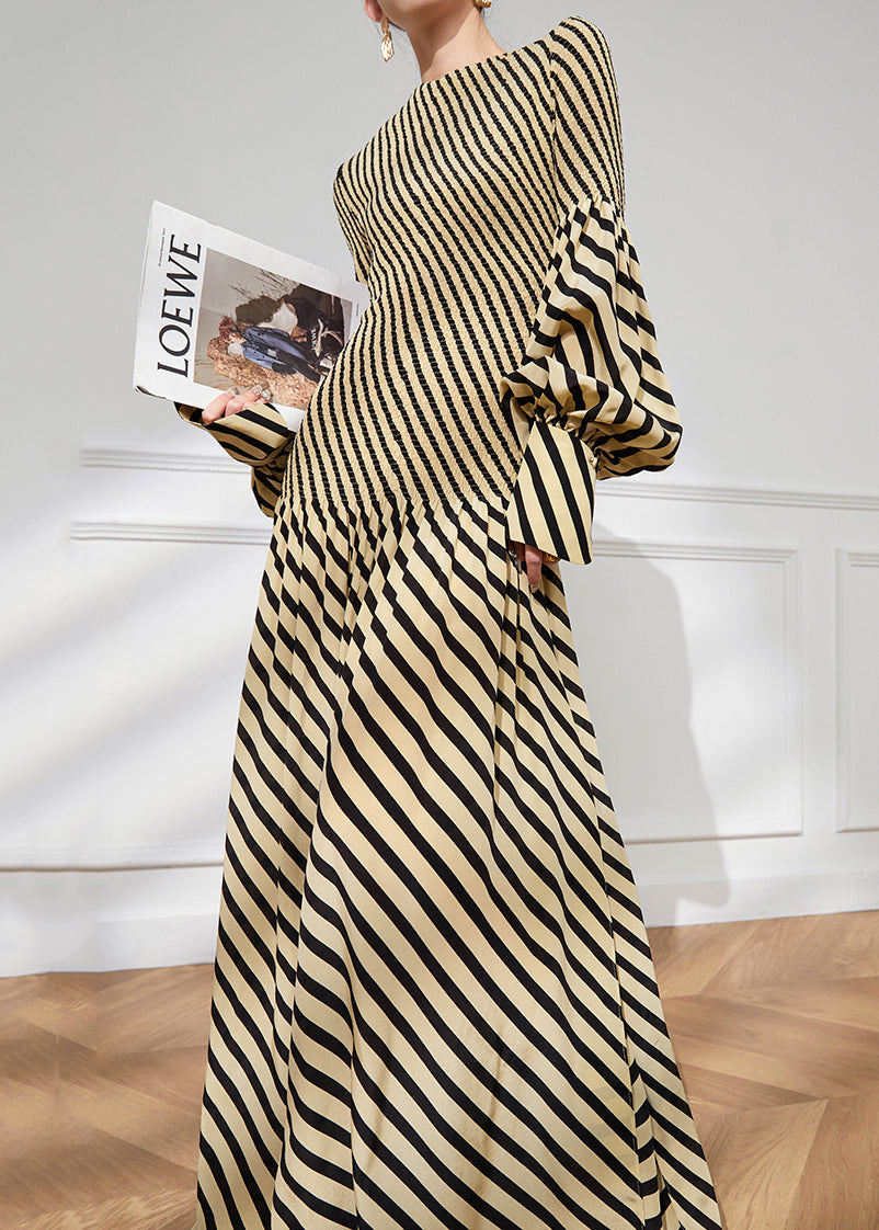 Kvinnors Randig O-Hals Klänning med Lös Passform 2