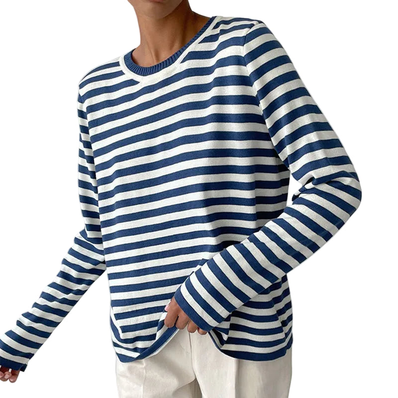 Kvinnors Randig T-shirt med Långa Ärmar 0