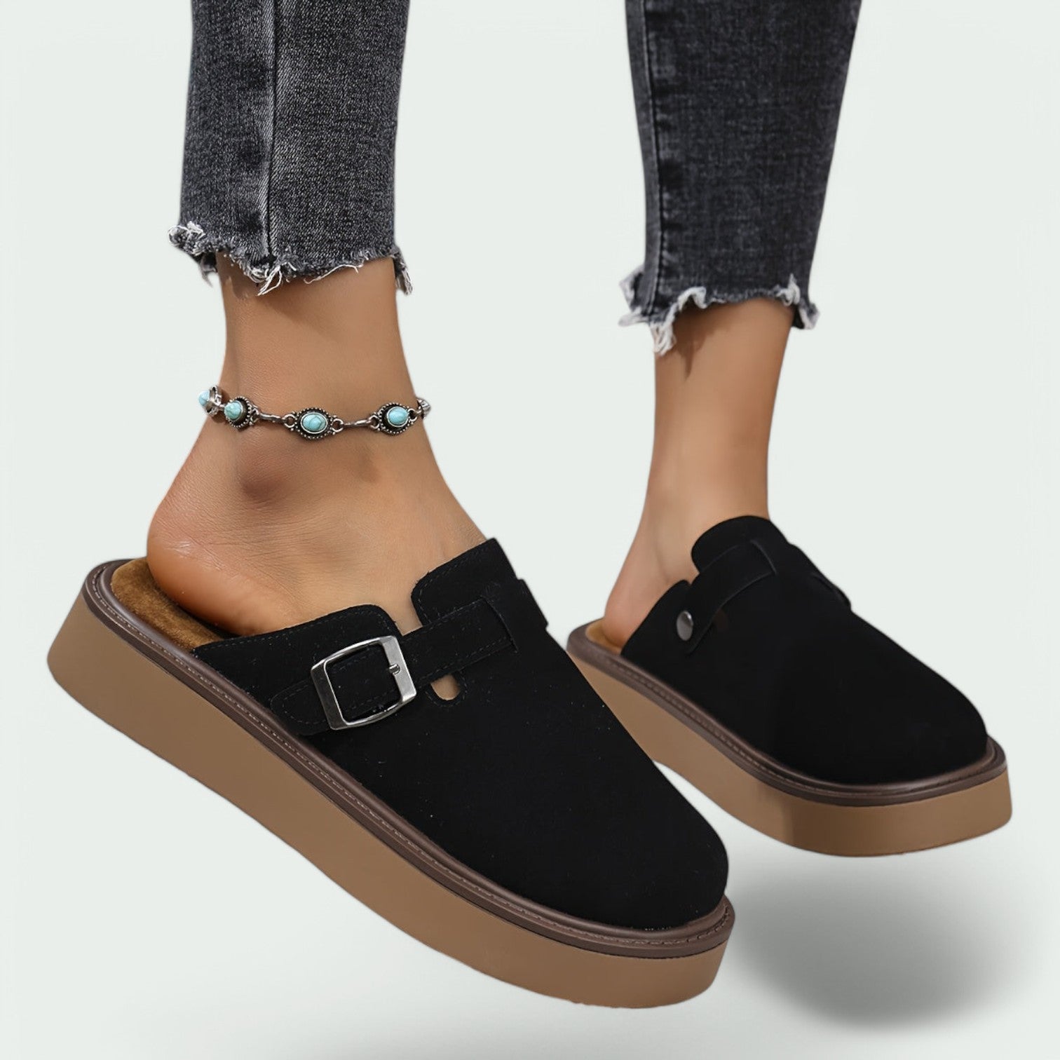 Kvinnors Retro Sandaler i PU-läder med Tjock Sula 2