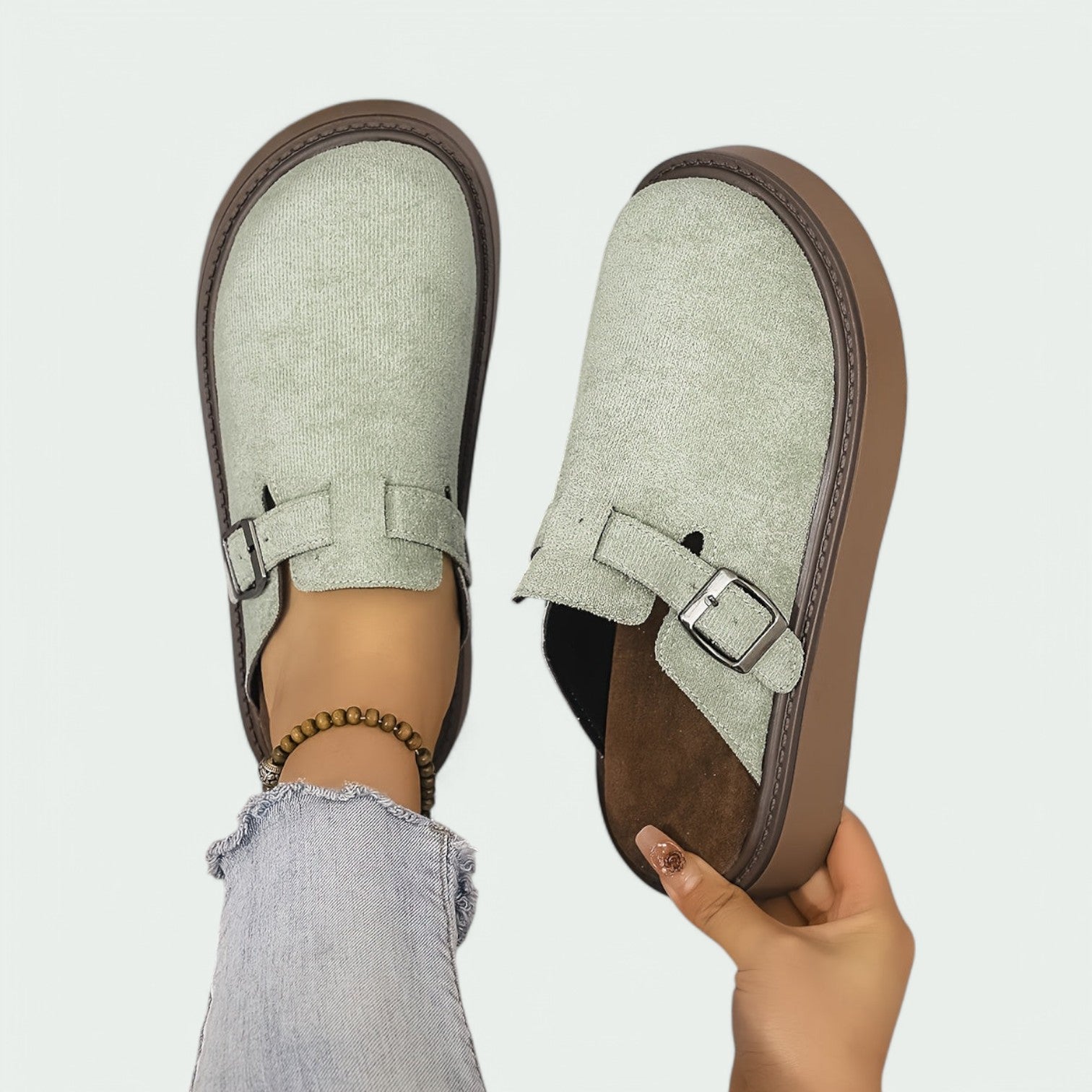 Kvinnors Retro Sandaler i PU-läder med Tjock Sula 4