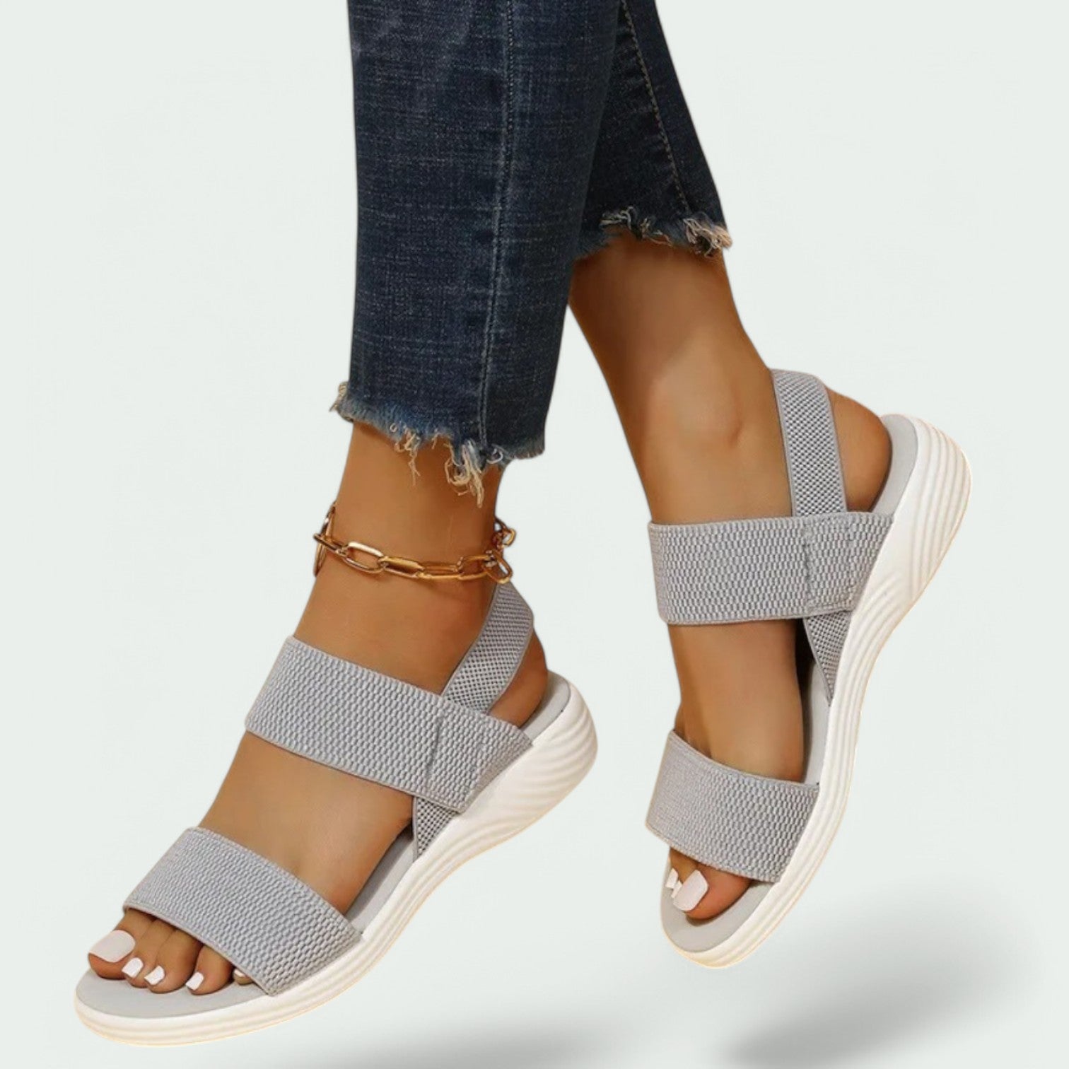 Kvinnors Sandaler Andningsbart Material Flexibel Gummisula 1