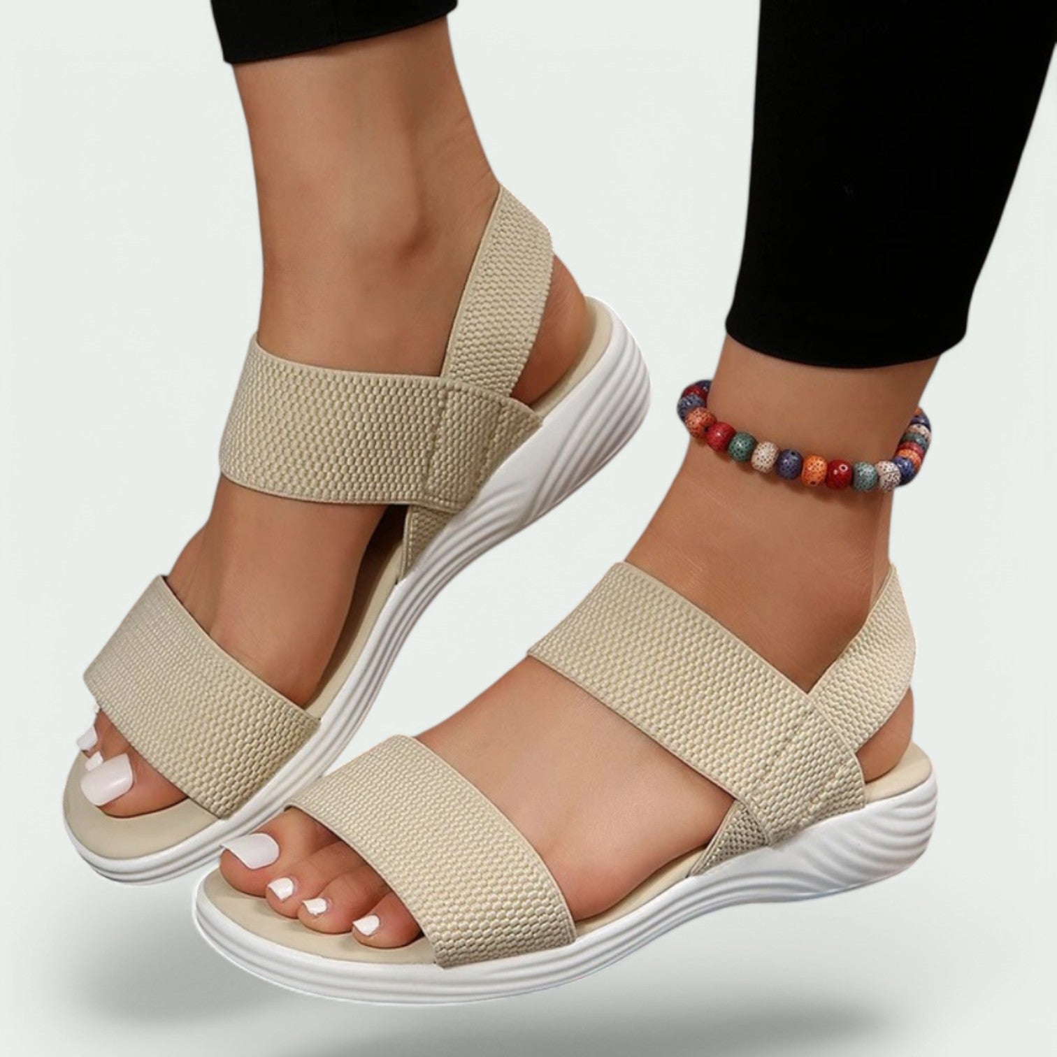 Kvinnors Sandaler Andningsbart Material Flexibel Gummisula 2