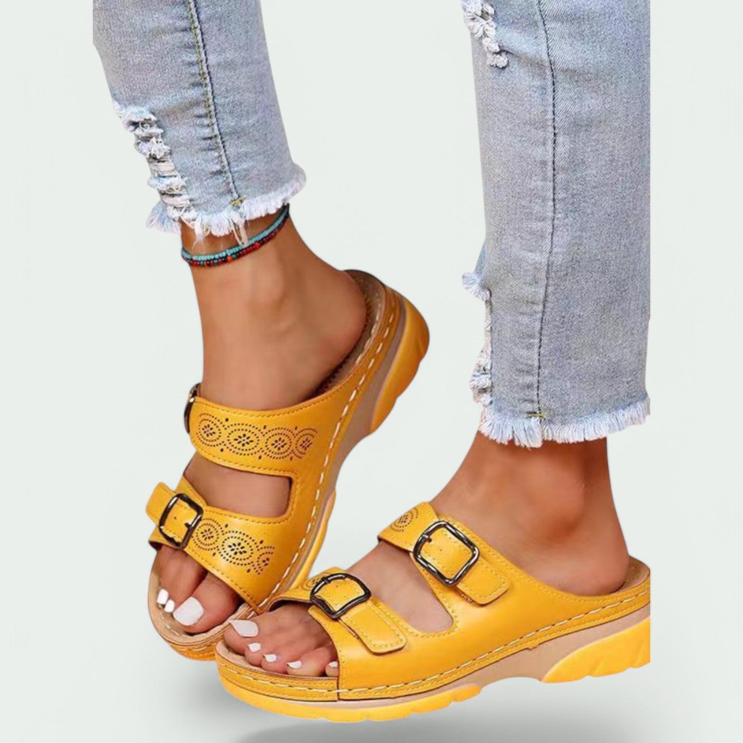 Kvinnors Sandaler Justerbar Syntetiskt Läder med Bred Klack 2